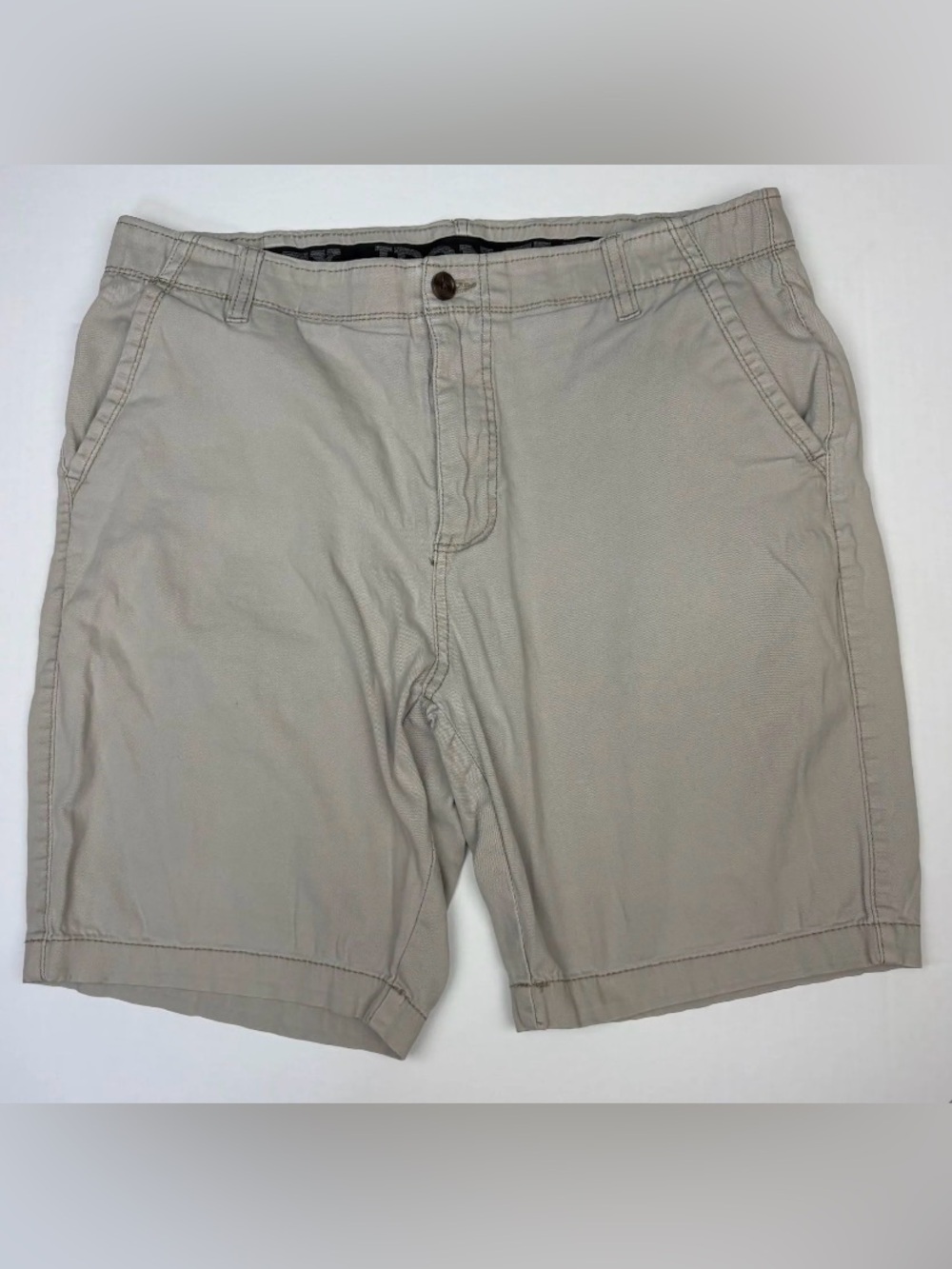 Iron Flex Men Size 36 Shorts Flaws Beige Flat Front Cotton Blend Casual Preppy